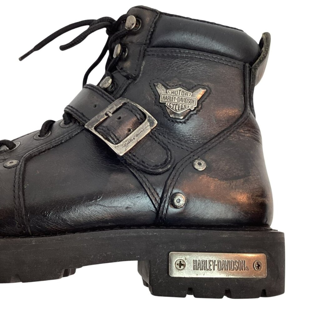 Harley-Davidson Leather Heavy Duty Motorcycle Boots Mens 9.5 Side Zip Black - Picture 7 of 14